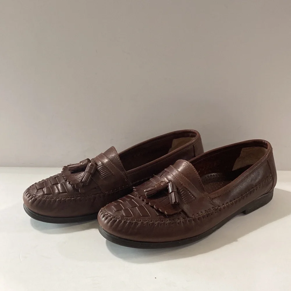 Giorgio Brutini Brown Leather Le Glove Duane Kiltie Tassel Slip On Loafers Sz 10
